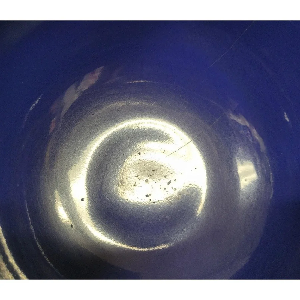 Vintage Cobalt Blue Stoneware Ceramic 8 inch Mixing Bowl 1940s - Read As Is